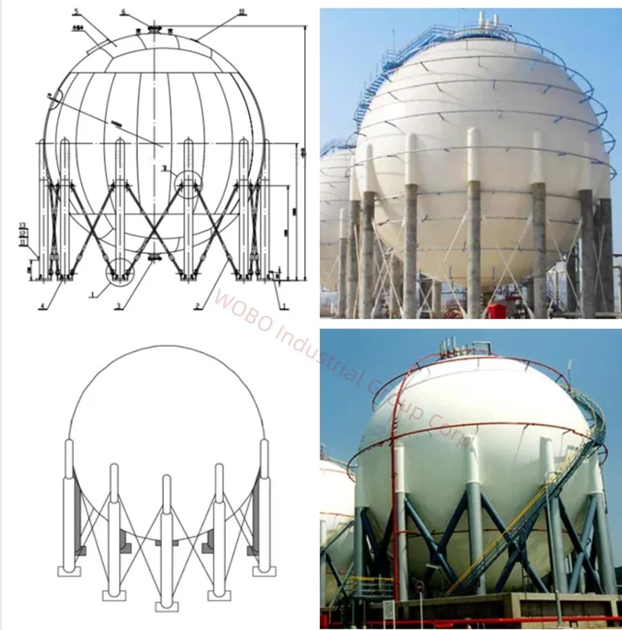 EPC 200 to 5000m3 ASME LNG Spherical Cryogenic Storage Tank