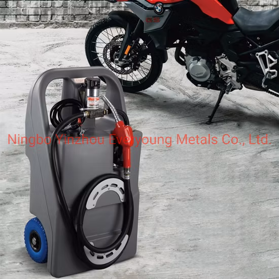 100L Portable Diesel Tank for Farm Machinery Construction HDPE Fuel Transfer Tank with Wheels 12V Electric Pump Plastic Fuel Gas Tank